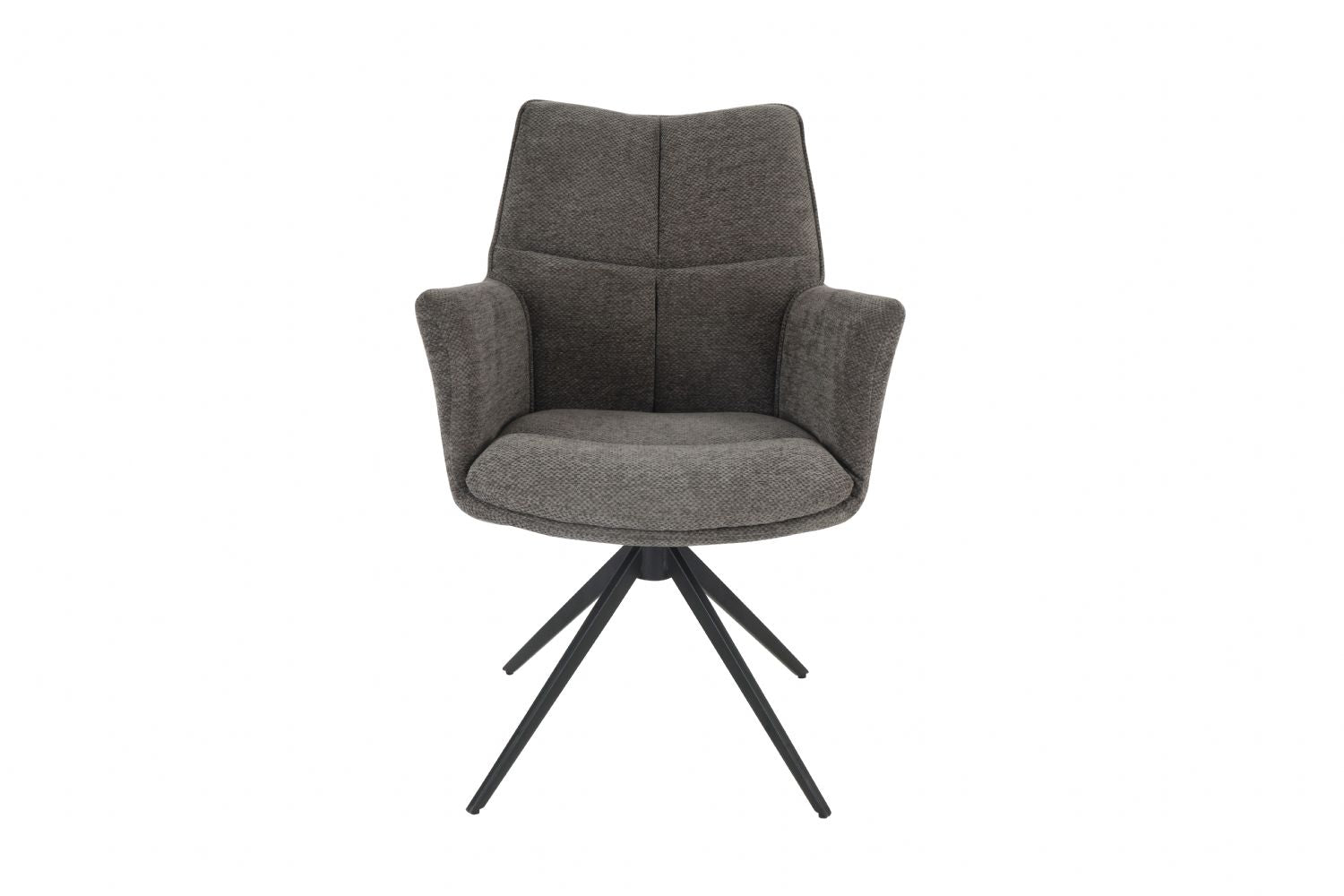 Modern Grey Chenille Swivel Dining Chair with Black Metal Spider Base - Home Furniture Interiors