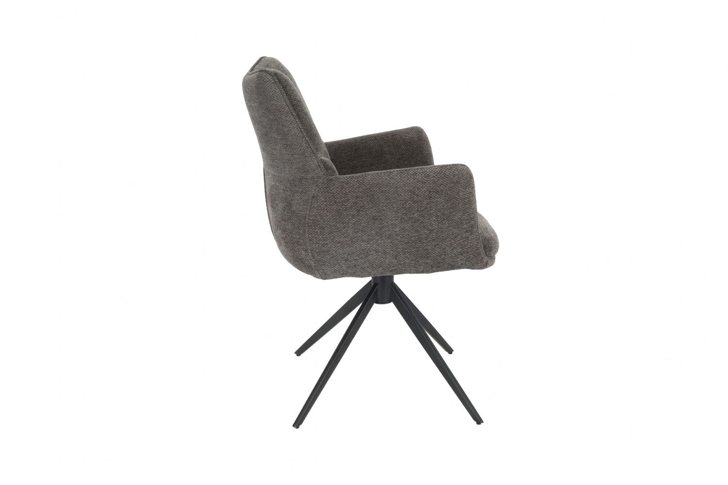 Modern Grey Chenille Swivel Dining Chair with Black Metal Spider Base - Home Furniture Interiors