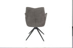 Modern Grey Chenille Swivel Dining Chair with Black Metal Spider Base - Home Furniture Interiors