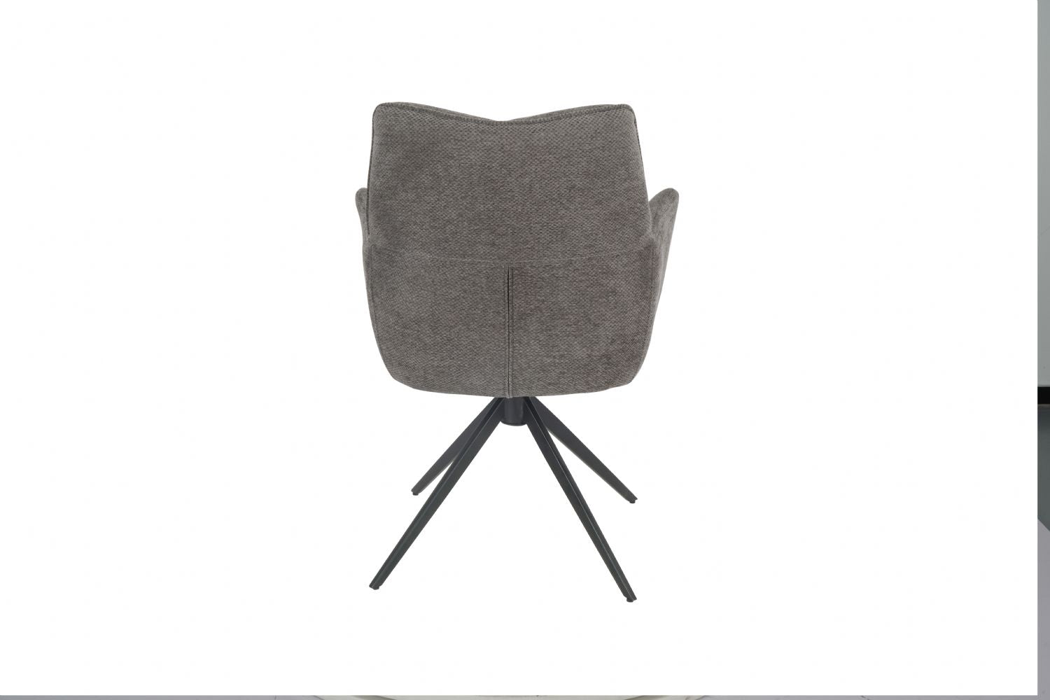Modern Grey Chenille Swivel Dining Chair with Black Metal Spider Base - Home Furniture Interiors