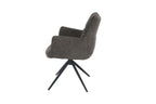 Modern Grey Chenille Swivel Dining Chair with Black Metal Spider Base - Home Furniture Interiors