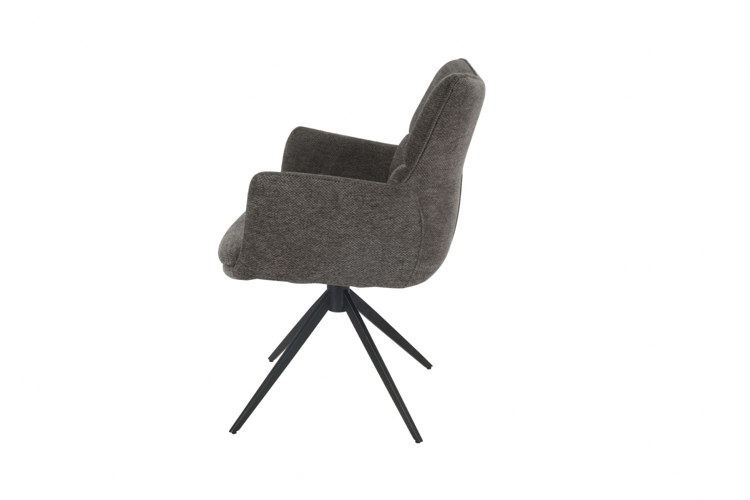 Modern Grey Chenille Swivel Dining Chair with Black Metal Spider Base - Home Furniture Interiors