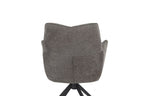 Modern Grey Chenille Swivel Dining Chair with Black Metal Spider Base - Home Furniture Interiors