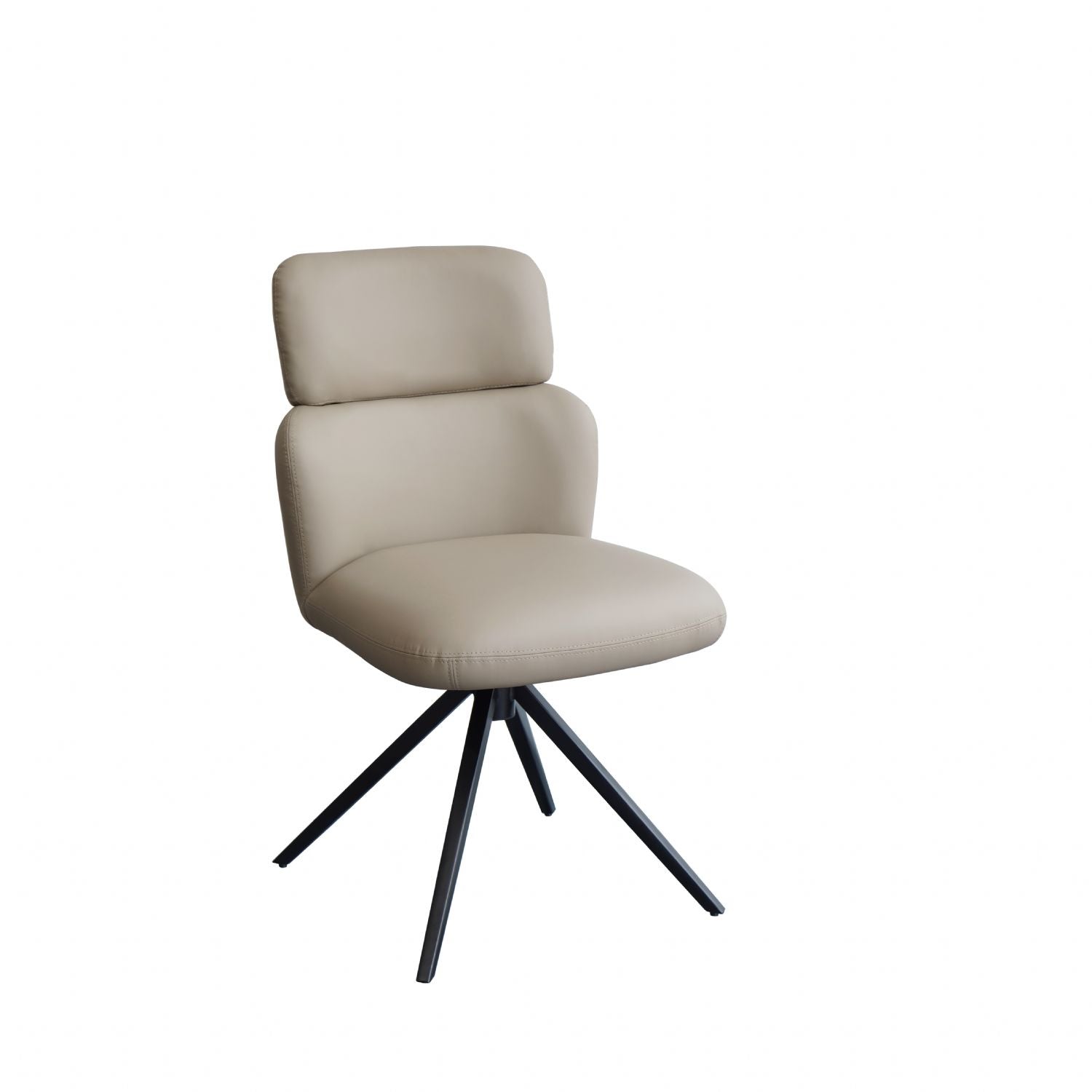 Modern PU Taupe Upholstered Dining Chair with Black Iron Base - Home Furniture Interiors