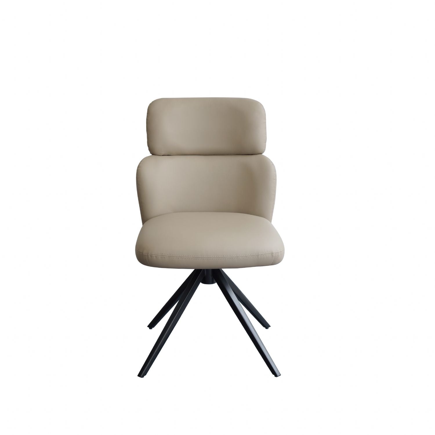 Modern PU Taupe Upholstered Dining Chair with Black Iron Base - Home Furniture Interiors