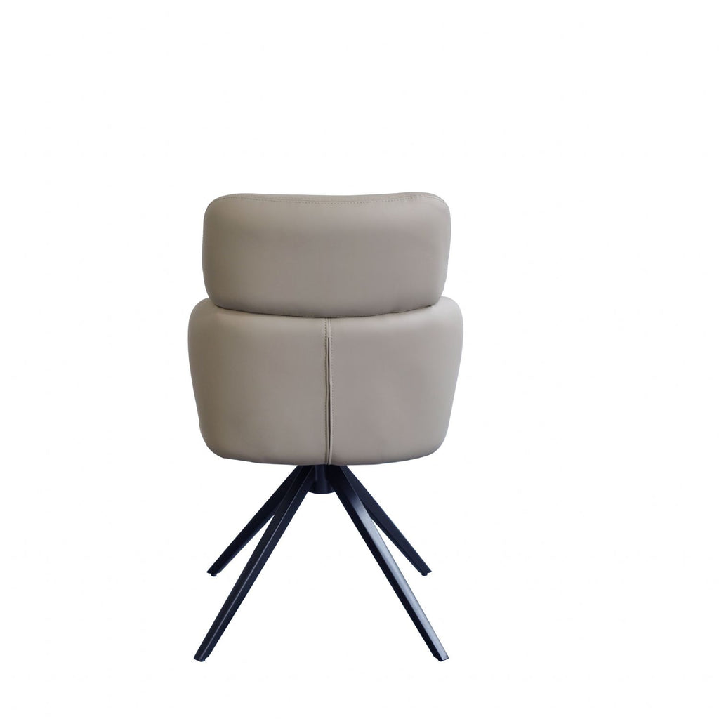 Modern PU Taupe Upholstered Dining Chair with Black Iron Base - Home Furniture Interiors