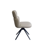 Modern PU Taupe Upholstered Dining Chair with Black Iron Base - Home Furniture Interiors