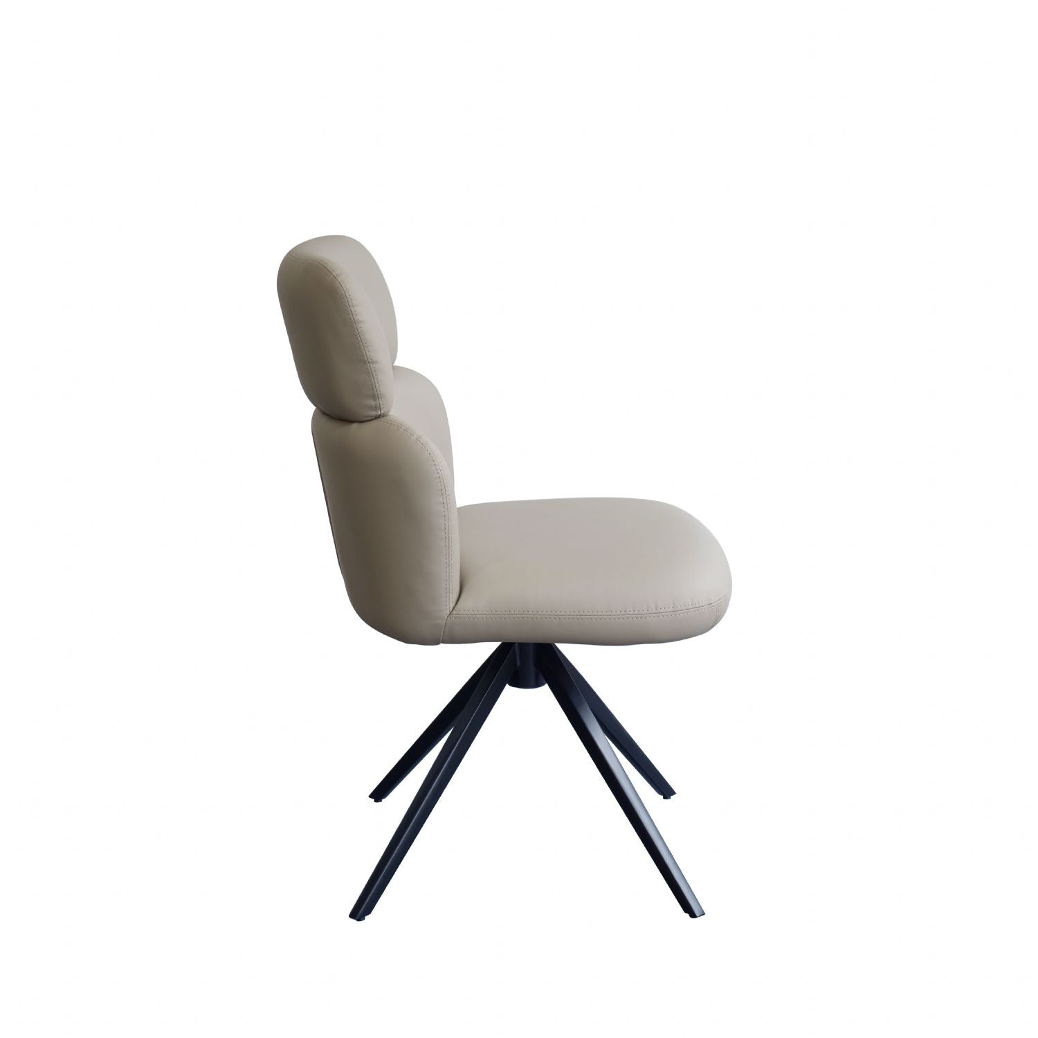 Modern PU Taupe Upholstered Dining Chair with Black Iron Base - Home Furniture Interiors