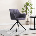Modern Style Charcoal Velvet Dining Chair with Black Iron Legs