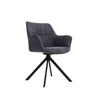 Modern Style Charcoal Velvet Dining Chair with Black Iron Legs - Home Furniture Interiors