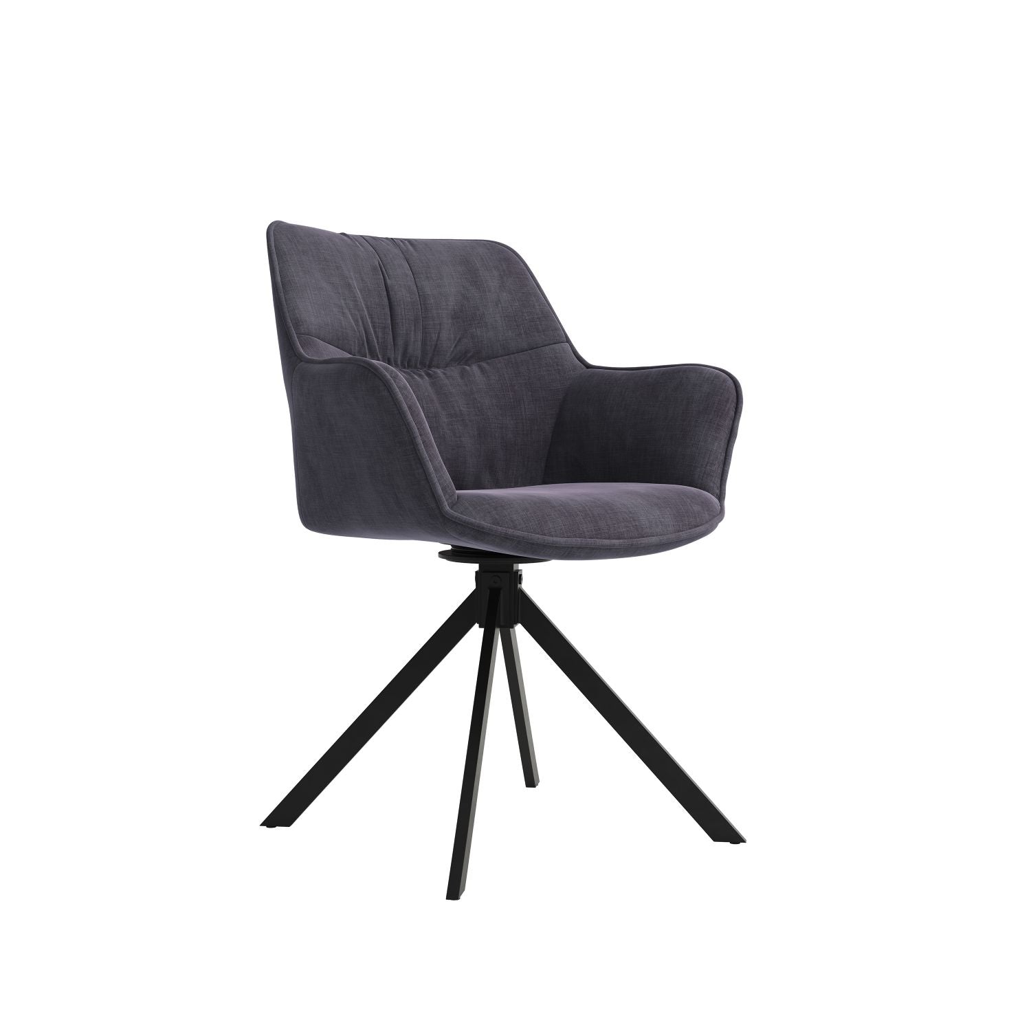 Modern Style Charcoal Velvet Dining Chair with Black Iron Legs - Home Furniture Interiors