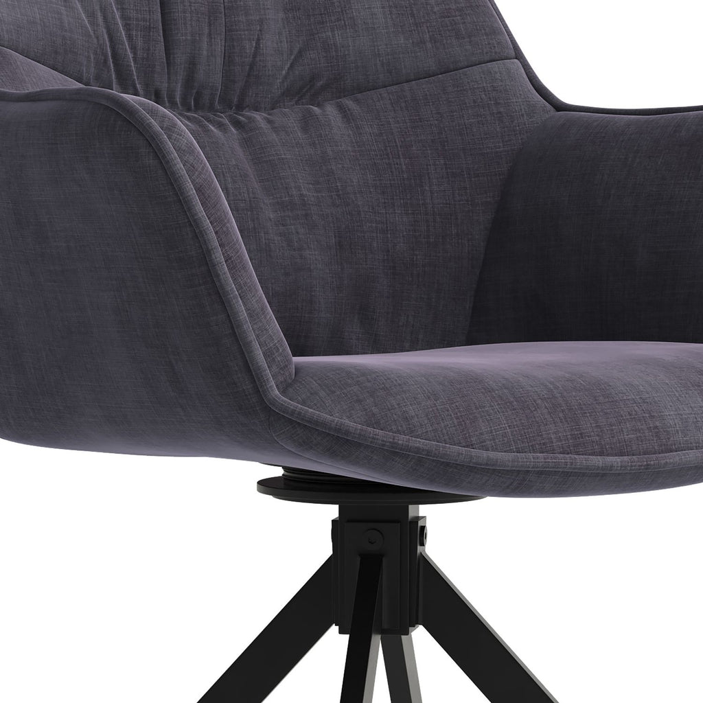 Modern Style Charcoal Velvet Dining Chair with Black Iron Legs - Home Furniture Interiors
