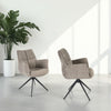 Modern Taupe Chenille Swivel Dining Chair with Black Metal Spider Base