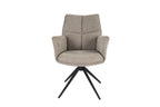 Modern Taupe Chenille Swivel Dining Chair with Black Metal Spider Base - Home Furniture Interiors
