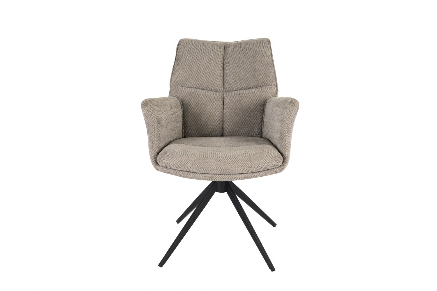 Modern Taupe Chenille Swivel Dining Chair with Black Metal Spider Base - Home Furniture Interiors