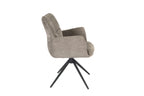 Modern Taupe Chenille Swivel Dining Chair with Black Metal Spider Base - Home Furniture Interiors