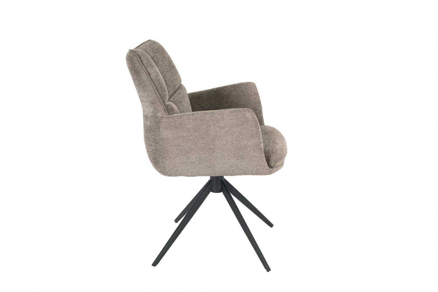 Modern Taupe Chenille Swivel Dining Chair with Black Metal Spider Base - Home Furniture Interiors