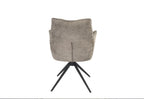 Modern Taupe Chenille Swivel Dining Chair with Black Metal Spider Base - Home Furniture Interiors