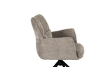Modern Taupe Chenille Swivel Dining Chair with Black Metal Spider Base - Home Furniture Interiors