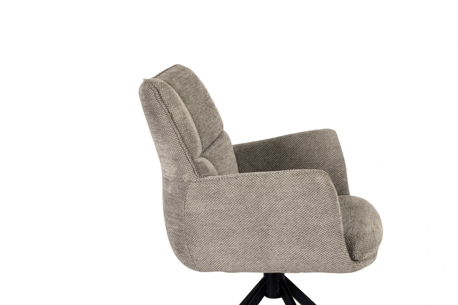Modern Taupe Chenille Swivel Dining Chair with Black Metal Spider Base - Home Furniture Interiors