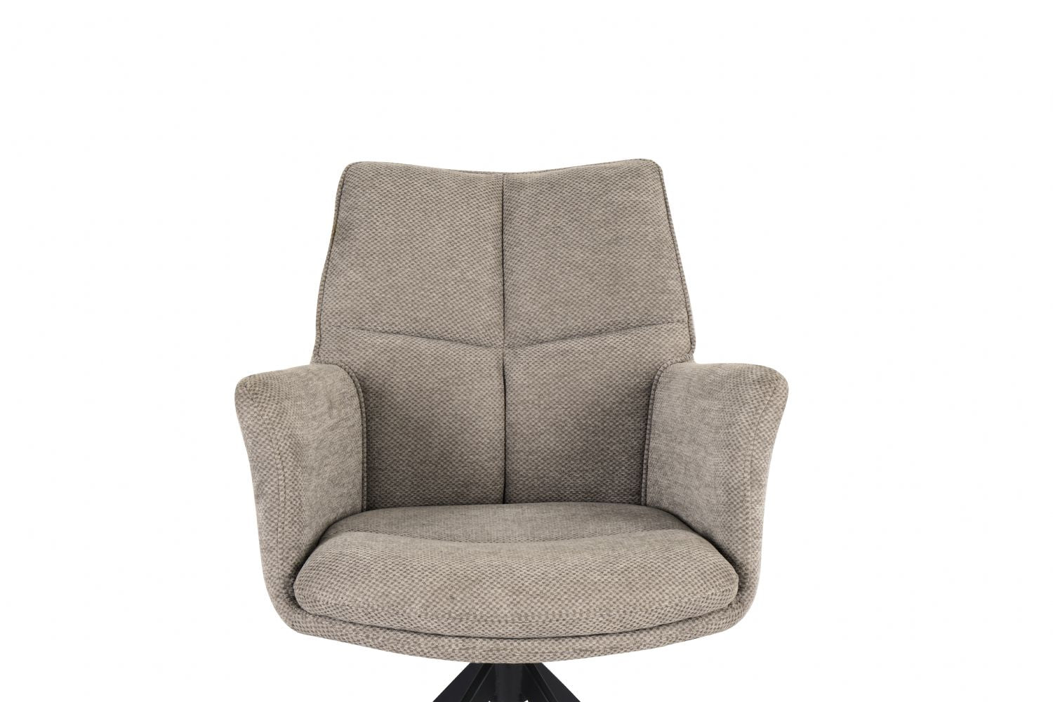 Modern Taupe Chenille Swivel Dining Chair with Black Metal Spider Base - Home Furniture Interiors