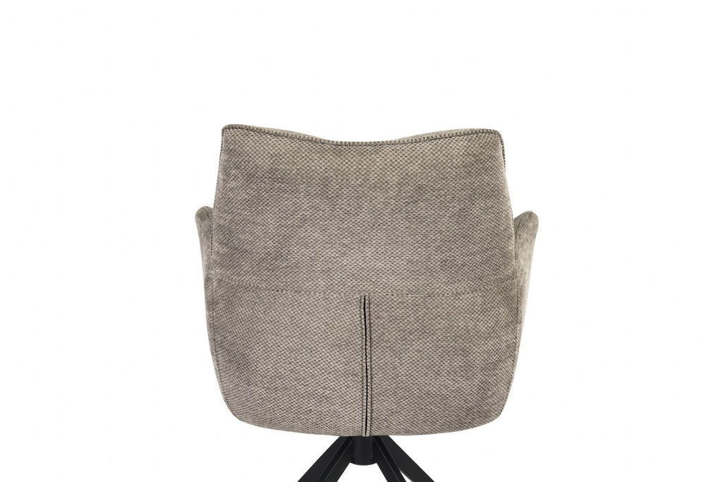 Modern Taupe Chenille Swivel Dining Chair with Black Metal Spider Base - Home Furniture Interiors