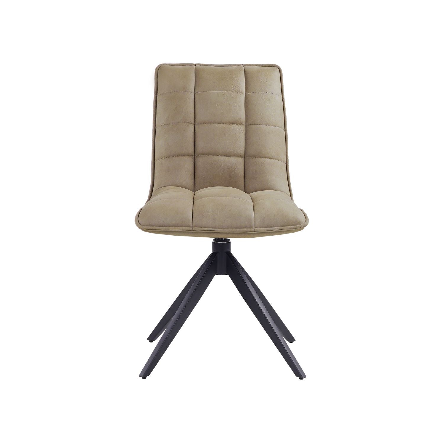 Beige chair with black metal legs on a white background