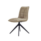 Modern Taupe Fabric Dining Chair with Quilted Seat and Black Iron Legs - Home Furniture Interiors