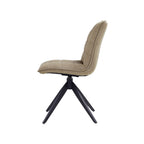 Modern Taupe Fabric Dining Chair with Quilted Seat and Black Iron Legs - Home Furniture Interiors
