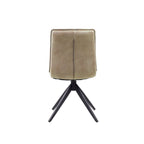 Modern Taupe Fabric Dining Chair with Quilted Seat and Black Iron Legs - Home Furniture Interiors