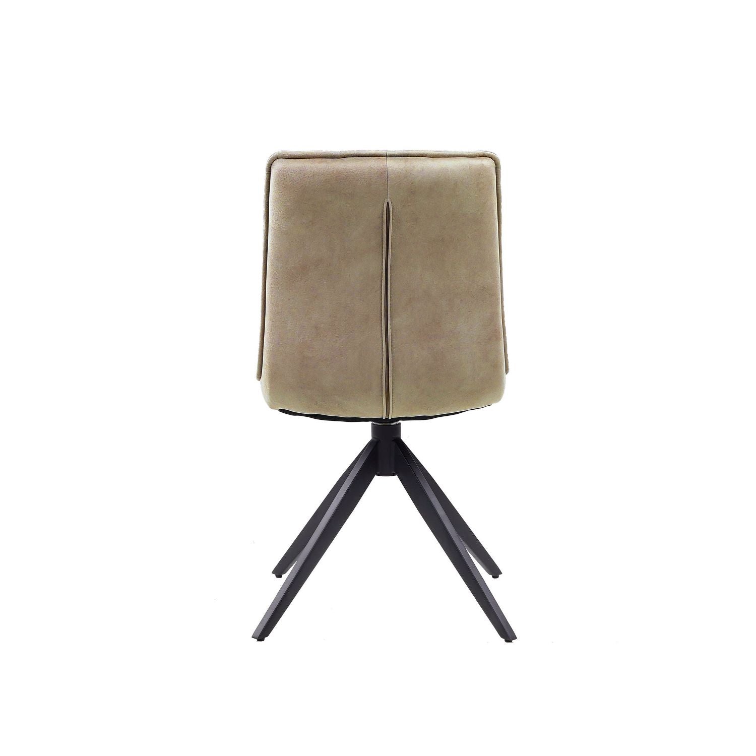 Modern Taupe Fabric Dining Chair with Quilted Seat and Black Iron Legs - Home Furniture Interiors