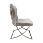 Modern Taupe Velvet Upholstered Dining Chair with Steel Cantilever Base - Home Furniture Interiors