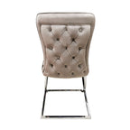 Modern Taupe Velvet Upholstered Dining Chair with Steel Cantilever Base - Home Furniture Interiors