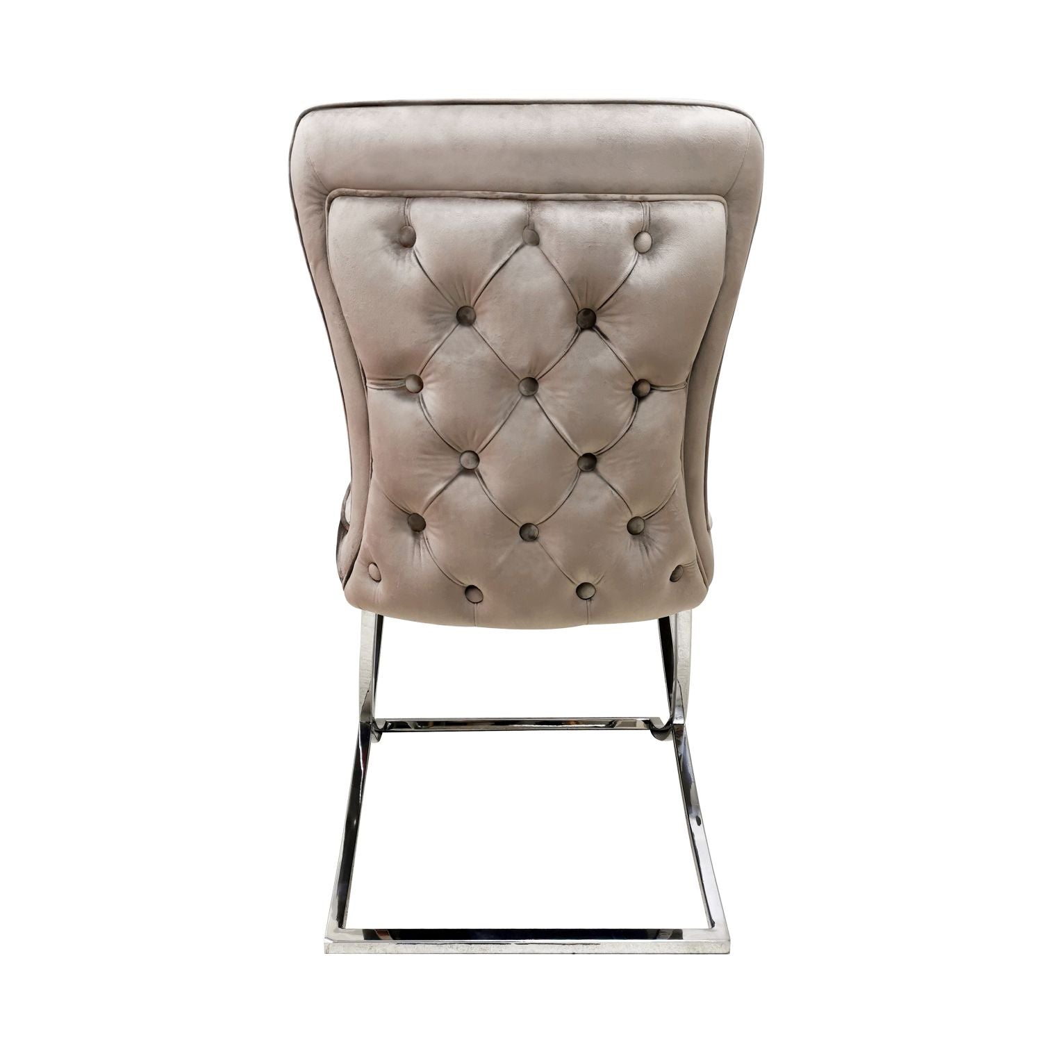 Modern Taupe Velvet Upholstered Dining Chair with Steel Cantilever Base - Home Furniture Interiors