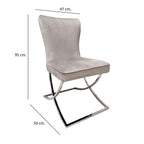 Modern Taupe Velvet Upholstered Dining Chair with Steel Cantilever Base - Home Furniture Interiors
