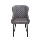Modern Vintage Grey Fabric Upholstered Dining Chair with Quilted Backrest