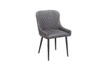 Modern Vintage Grey Fabric Upholstered Dining Chair with Quilted Backrest - Home Furniture Interiors