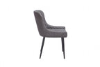 Modern Vintage Grey Fabric Upholstered Dining Chair with Quilted Backrest - Home Furniture Interiors