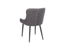 Modern Vintage Grey Fabric Upholstered Dining Chair with Quilted Backrest - Home Furniture Interiors