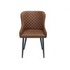 Modern Vintage Tan Fabric Upholstered Dining Chair with Quilted Backrest