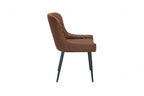 Modern Vintage Tan Fabric Upholstered Dining Chair with Quilted Backrest - Home Furniture Interiors