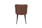 Modern Vintage Tan Fabric Upholstered Dining Chair with Quilted Backrest - Home Furniture Interiors