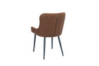 Modern Vintage Tan Fabric Upholstered Dining Chair with Quilted Backrest - Home Furniture Interiors