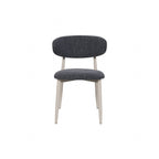 Scandi Boucle Charcoal Curved Dining Chair with Wood Style Iron Legs - Home Furniture Interiors