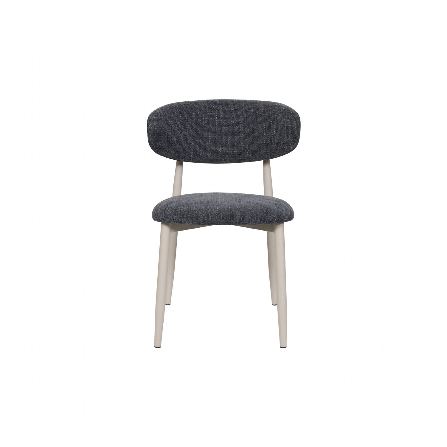 Scandi Boucle Charcoal Curved Dining Chair with Wood Style Iron Legs - Home Furniture Interiors