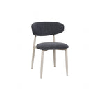 Scandi Boucle Charcoal Curved Dining Chair with Wood Style Iron Legs - Home Furniture Interiors