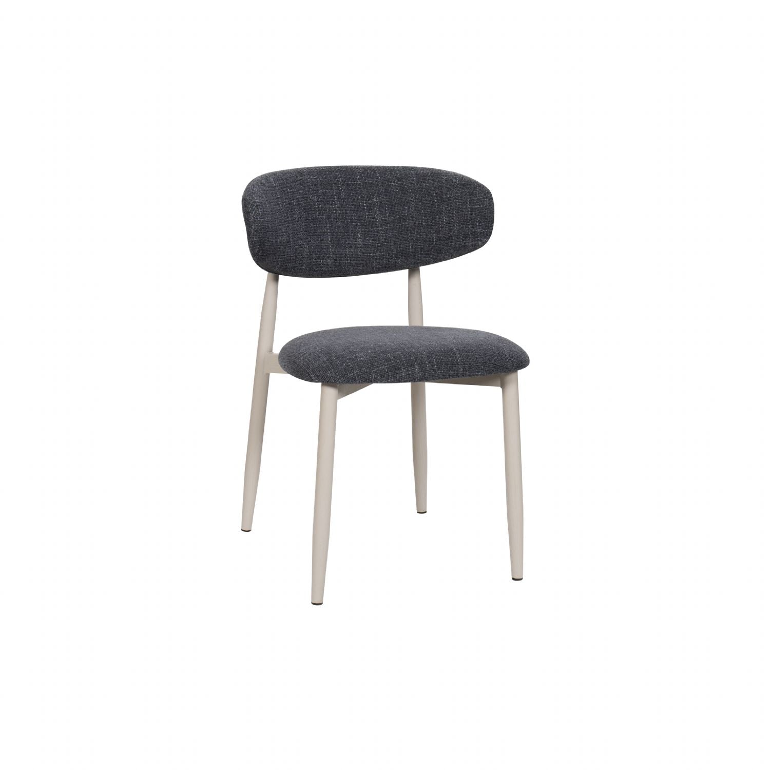 Scandi Boucle Charcoal Curved Dining Chair with Wood Style Iron Legs - Home Furniture Interiors