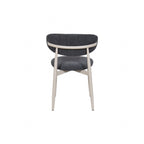 Scandi Boucle Charcoal Curved Dining Chair with Wood Style Iron Legs - Home Furniture Interiors