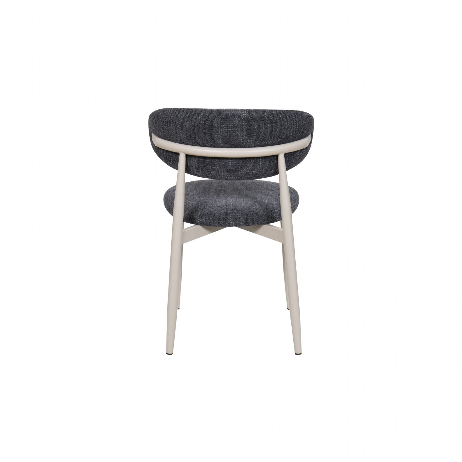 Scandi Boucle Charcoal Curved Dining Chair with Wood Style Iron Legs - Home Furniture Interiors