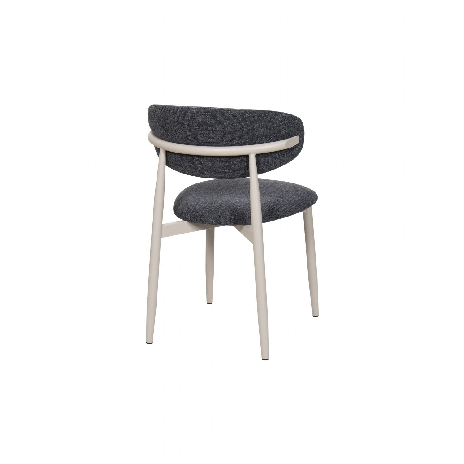 Scandi Boucle Charcoal Curved Dining Chair with Wood Style Iron Legs - Home Furniture Interiors